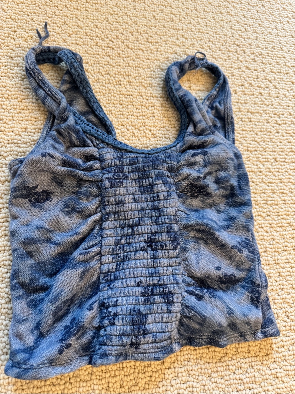 Free People Indigo Blue Floral Crochet-Front Tank - Picture 2 of 2